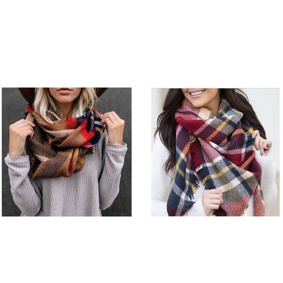 2 x plaid scarves - fall colours - Picture 1 of 4